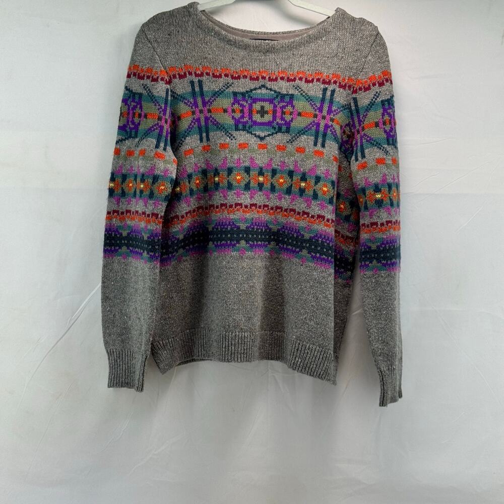 Chaps vintage women’s XL petite multi colored Aztec cozy cotten blend Sweater